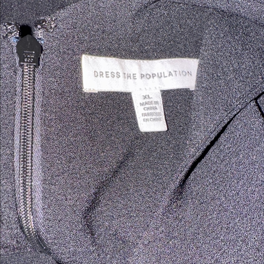 NWOT Dress the Population Black Iris Dress slit gown sz XL - Picture 5 of 7